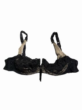 90s Italian Vintage Italian Embroidered Lace/Satin Bustier 3/4 Cup Bra 36B/34C